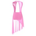 thumbnail image 3 of Alvivi Kids Girls Sequined Sleeveless Lyrical Latin Dance Dress Gymnastic High Low Skirt Pink 10, 3 of 5