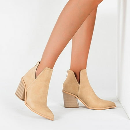 Summer Saving Clearance AXXD High-Heels Ankle Boots Flat Over-the-Knee Boots Mid-Calf Outdoor Fall Shoes For Women 2024 Boots For Women Teacher 2024 Shoes For Rollback