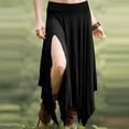 thumbnail image 1 of Cavosen Maxi Skirt with Slit Flowy Plus Size Loose Pleated High Waist Mix Skirt Ladies Vacation Soft Summer Skirt Black L, 1 of 2