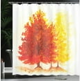 thumbnail image 4 of Ambesonne Tree Shower Curtain, Fall Snowy Winter Pine, 69"Wx84"L, Yellow Orange, 4 of 5