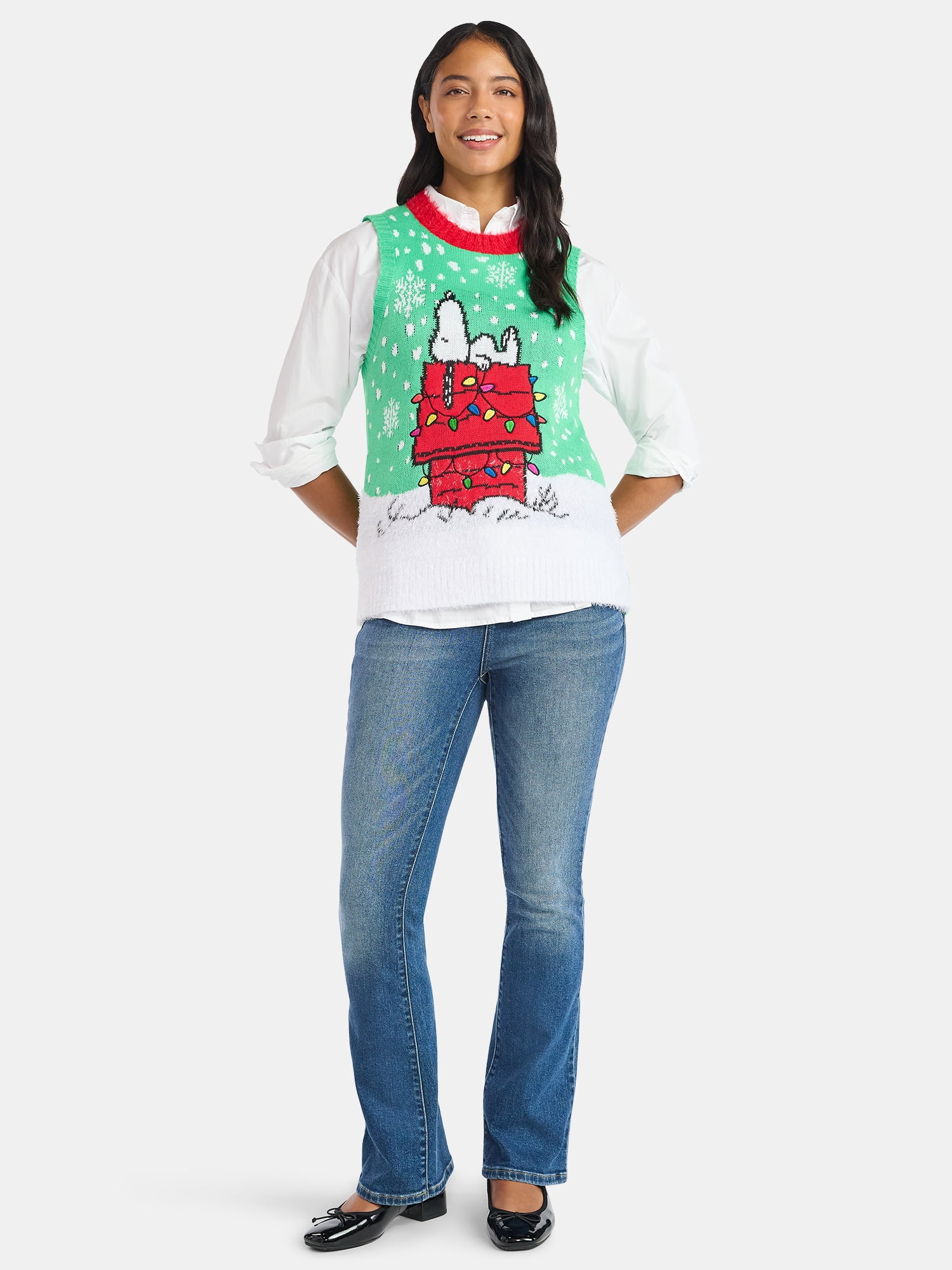Peanuts Women's Embellished Christmas Sweater Vest, Sizes XXS-XXL