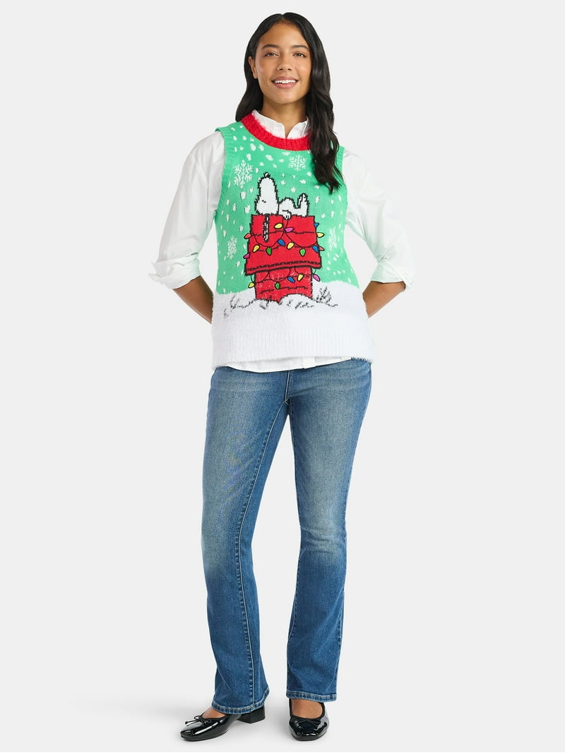 Peanuts Women's Embellished Christmas Sweater Vest, Sizes XXS-XXL