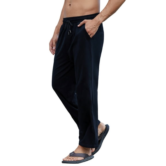 YOUJIOU Men's Cotton Linen Loose Pants Casual Drawstring Elastic Waist Beach Trousers, S