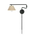 thumbnail image 6 of Nathan James Kai Bohemian Plug-in Wall Sconce, Wall Mounted Bedside Reading Lamp with Rattan Shade, Matte Black Finish, 6 of 8