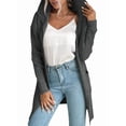 thumbnail image 5 of Women Hooded Open Front Long Sleeve Lapel Rib Knitted Winter Fall Sweater Cardigan Coat with Pocket Dark Gray L, 5 of 9