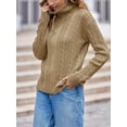 thumbnail image 4 of Long Sleeve Women Vintage Cable Knit Cardigan Zip Up Collared Sweater Coat, 4 of 7