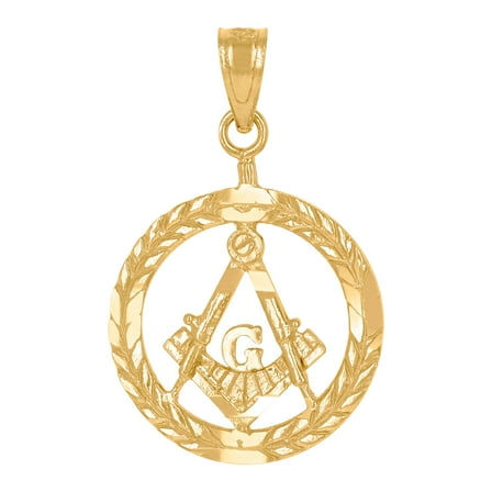 14k Yellow Gold Mens Dc Masonic Medallion Religious Pendant Charm 24.7x16mm Wide Necklace for Men