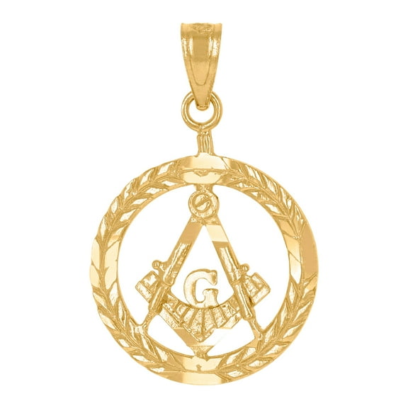 14k Yellow Gold Mens Dc Masonic Medallion Religious Pendant Charm 24.7x16mm Wide Necklace for Men