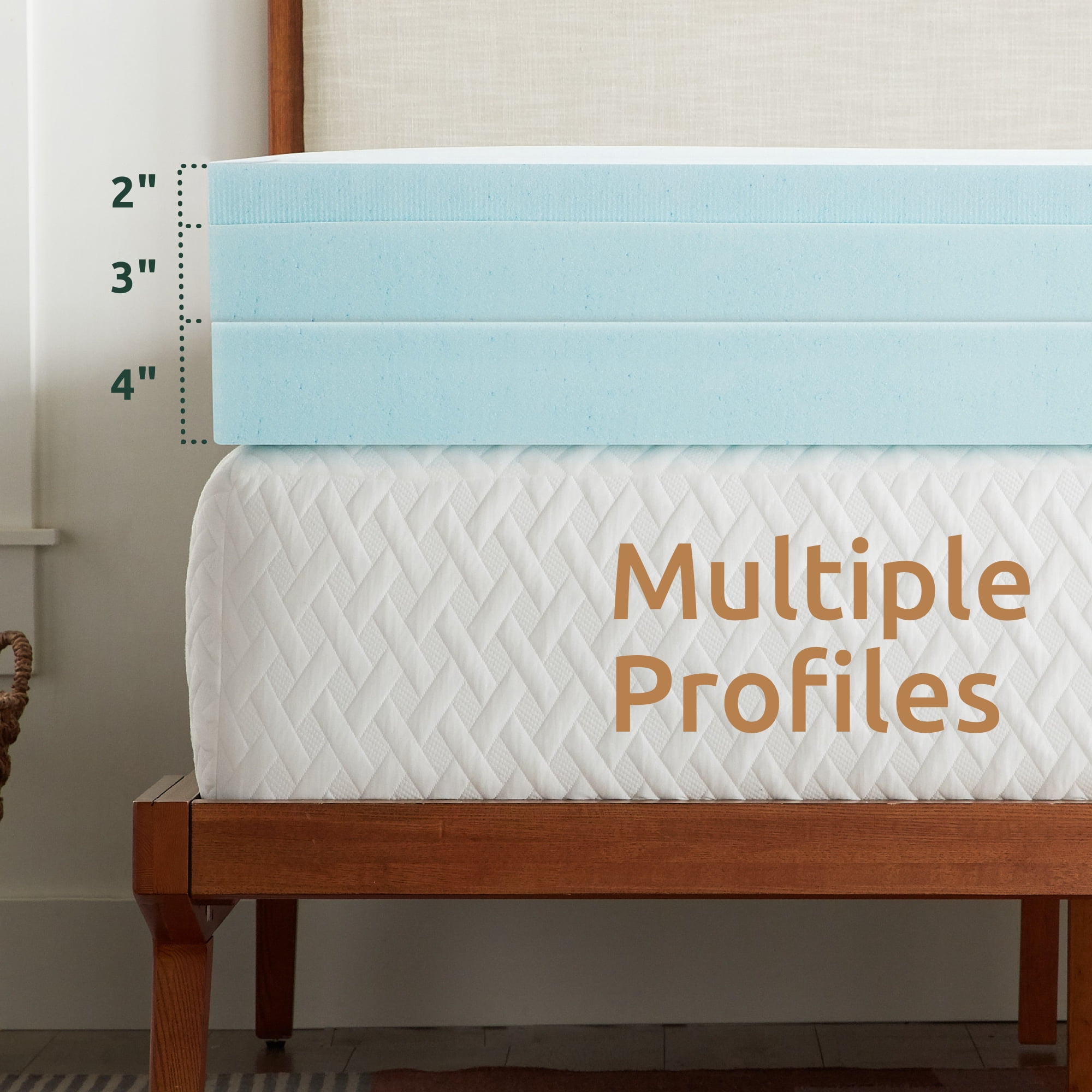 Rest Haven 4" Gel Infused Memory Foam Mattress Topper, Twin