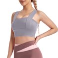 thumbnail image 5 of Women's Sports Bras Fashionable Solid Color Underwire Gathering Sports And Fitness Bra Sport Bras for Women Gray M, 5 of 8