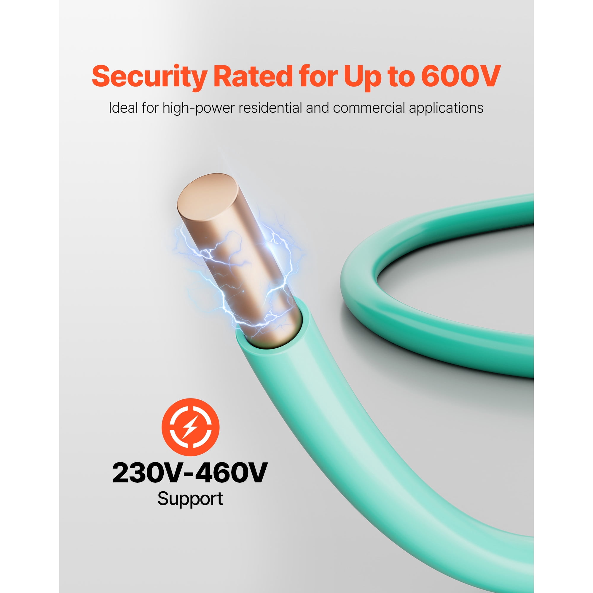 KFFKFF 10 AWG Solid THHN Wire, Pure Copper Electrical Wire with Durable Nylon Jacket and PVC Insulation, Rated for 600 Volts, Suitable for Residential, Industrial, and Commercial Use, Green (50 Feet)