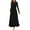 Black, variant on qolati Women's Long Sleeve Maxi Dress Spring Fall Crewneck Solid Flowy A Line Dress Casual Slim Swing Pleated Dresses with Pockets