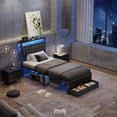 thumbnail image 3 of Satifur Twin Bed Frame with 2 Drawers & Storage Headboard, Platform Metal Bed with 2 USB Ports and Outlets, No Box Spring Needed, 3 of 12