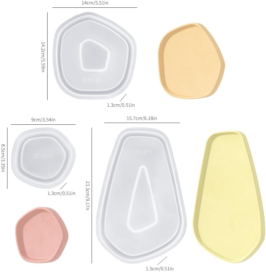 ABCISI Resin Tray Mold Set, Irregular Combination Rolling Tray Molds  of Different Shapes for Epoxy Resin, Silicone Molds with Edges for Serving Tray, DIY Holder Resin Casting Molds (Combination 2)