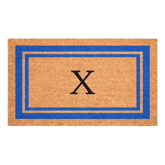 Blue Border Monogram Doormat (Letter X)