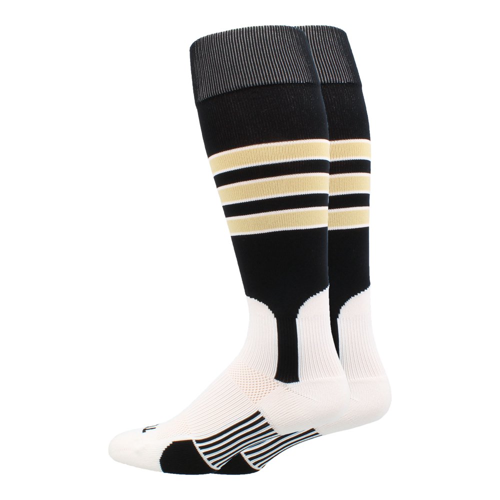 MadSportsStuff Baseball Stirrup Socks 3 Stripe (Black/Vegas Gold