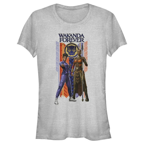 Junior's Black Panther: Wakanda Forever Shuri and Okoye Movie Logo Graphic Tee Athletic Heather Large