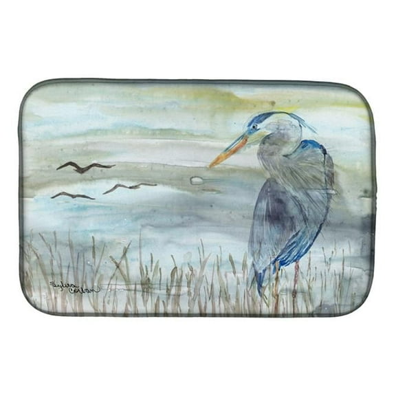 Blue Heron Watercolor Dish Drying Mat