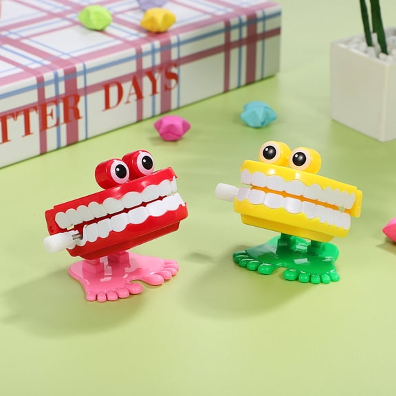 PENIKOKO 2Pcs Wind Up Teeth Model Set Assorted Color Plastic Chattering Teeth for Entertaining