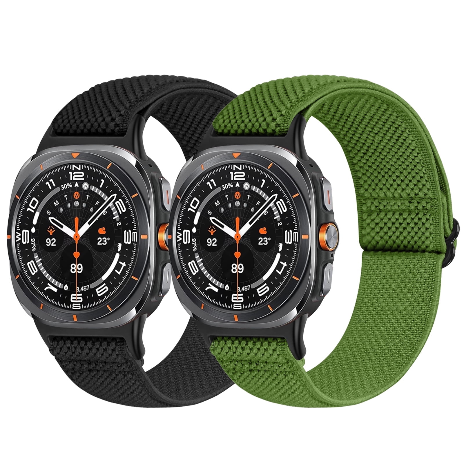 2 pack Elastic Bands Compatible with Samsung Galaxy Watch Ultra 47mm(2025/2024), Stretchy Nylon Breathable Wristband for Women Man