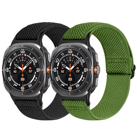 2 pack Elastic Bands Compatible with Samsung Galaxy Watch Ultra 47mm(2025/2024), Stretchy Nylon Breathable Wristband for Women Man