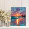 thumbnail image 2 of Vibrant Sun Shoreline Canvas Print, Beach Sunset Reflection Landscape, Multi-Room Holiday Gift Wall Decor, 2 of 8