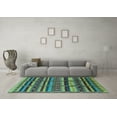 thumbnail image 3 of Ahgly Company Machine Washable Indoor Rectangle Oriental Turquoise Blue Industrial Area Rugs, 8' x 10', 3 of 4