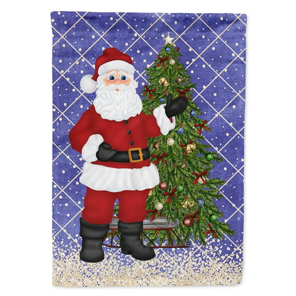 Carolines Treasures SB3114CHF Santa Claus and Christmas Tree Flag Canvas House Size  Large multicolor