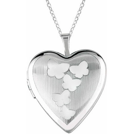 Sterling Silver Heart-Shaped with Butterflies Locket