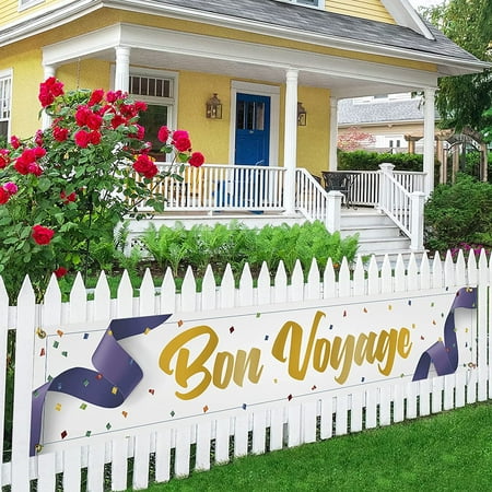 Bon Voyage Large Banner, Travel Theme Banner, Cruise Party Lawn Sign, Farewell Porch Sign, Adventure Awaits, Goodbye Retirement Party Decorations, Indoor Outdoor Backdrop