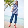 thumbnail image 6 of Woman Within Plus Size Petite 7-Day Elastic-Waist Pull-On Cotton Denim Capri Jeans, 6 of 6