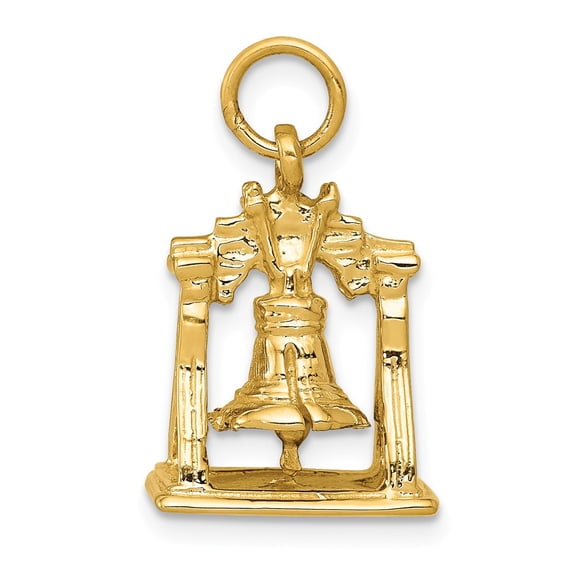 14K Yellow Gold Charm Pendant 21 mm 13 Solid Polished 3-Dimensional Liberty Bell