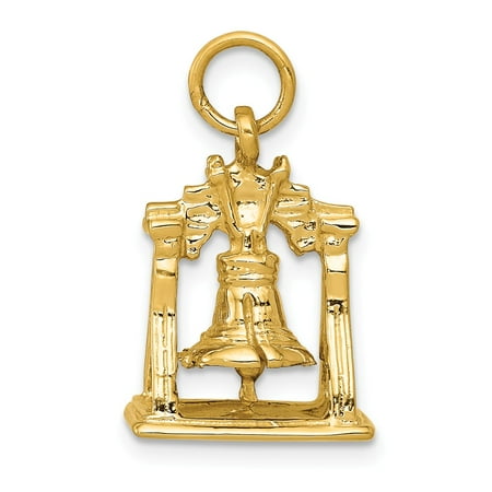 Real 14kt Yellow Gold Solid Polished 3-D Liberty Bell Charm Pendant; for Adults and Teens; for Women and Men