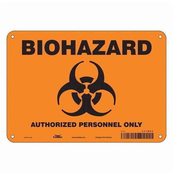 Condor Biohazard Sign,7 in x 10 in,Aluminum 447W60