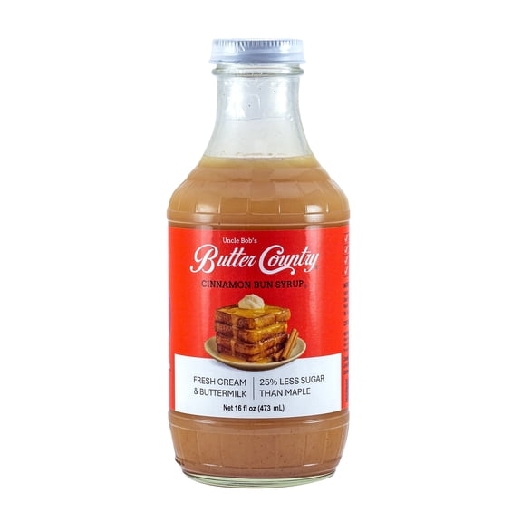 Butter Country Rich and Creamy Buttermilk Syrup | Cinnamon Bun Flavor | 16 fl oz Bottle