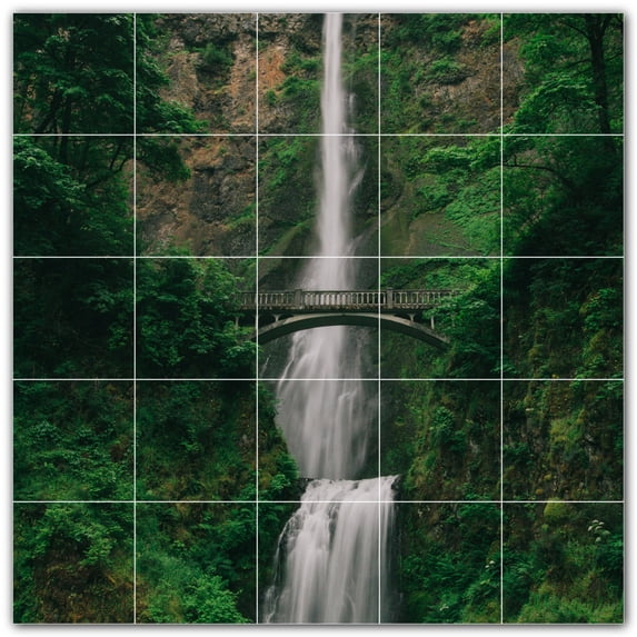 Picture-Tiles.com: Waterfalls Ceramic Tile Wall Mural WAL501137-55L. 40"W x 40"H using (25) 8" x 8" Ceramic Tiles-Satin Finish