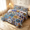 thumbnail image 3 of Manfei Boho Geometric Check Twin Quilt Set,Dreamy Floral Twin Coverlet Set,2 Pieces,1 Bedspread and 1 Pillowcase, 3 of 7