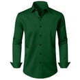 thumbnail image 5 of HomeDM Men's Button Down Dress Shirts, Long Sleeve Slim Fit Work Shirt with Pocket, Solid Color, Green, 5 of 8