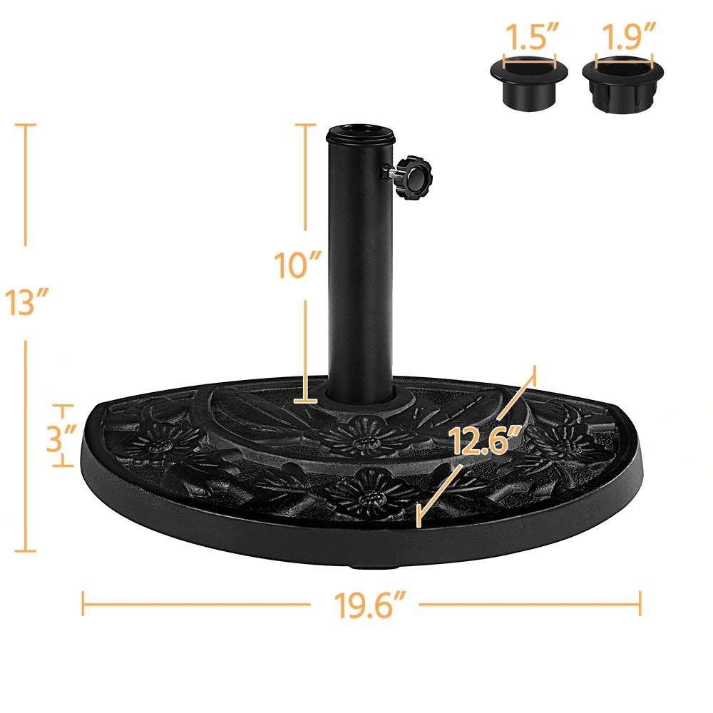 Renwick Half Round Umbrella Base Stand with Floral Pattern, Black