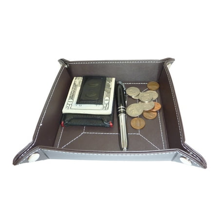 Chocolate Brown Coin Tray Valet Catch-all for Keys, Coins, Phone, and More