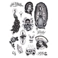 thumbnail image 1 of Tatsy Chicano Set Tatuaje Temporal Cover Up Pegatina para Hombres y Mujeres Temperatura Corporal Tatuajes Falsos Chicana Gansta Lowrider Estilo Cultura Diseños Únicos Realistas, 1 of 5