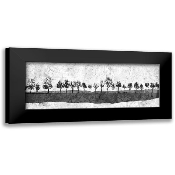 Mabat, Ynon 14x8 Black Modern Framed Museum Art Print Titled - Dark Ink Trees