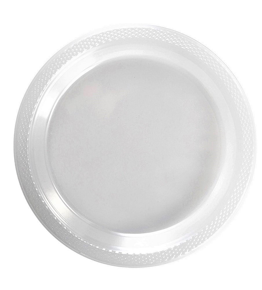 Exquisite 10" Disposable Plastic Plates - 50 Count Party Pack Plates - Premium Plastic Disposable Lunch & Dinner Plates, Clear