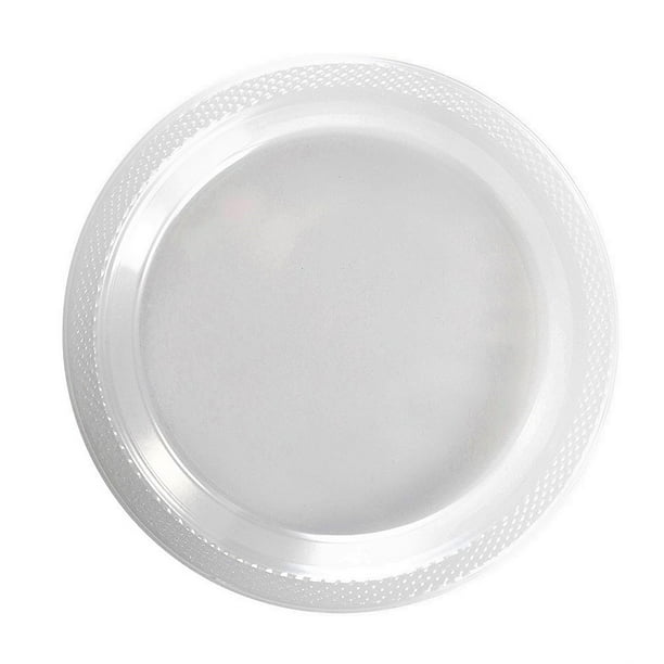 Exquisite 10" Disposable Plastic Plates Bulk 100 Count Party Pack
