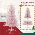 thumbnail image 2 of 4 FT Pink Prelit Flocked Christmas Tree, 472 PE&PVC Tips Artificial Xmas Tree, 8 Lighting Modes 150 LED Pink Tree Flame Retardant, Hinged Design, Foot Pedal Switch for Home Office Decoration, 2 of 7