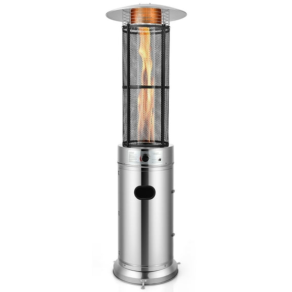 Costway 40000 BTU Patio Heaters Stainless Steel Round Propane Glass Tube Flame W/Wheels
