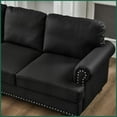 thumbnail image 5 of Modern Classic 2+3 Seater Faux Leather Loveseat & Sofa Set with Storage, Black Upholstery for Living Room, 5 of 12