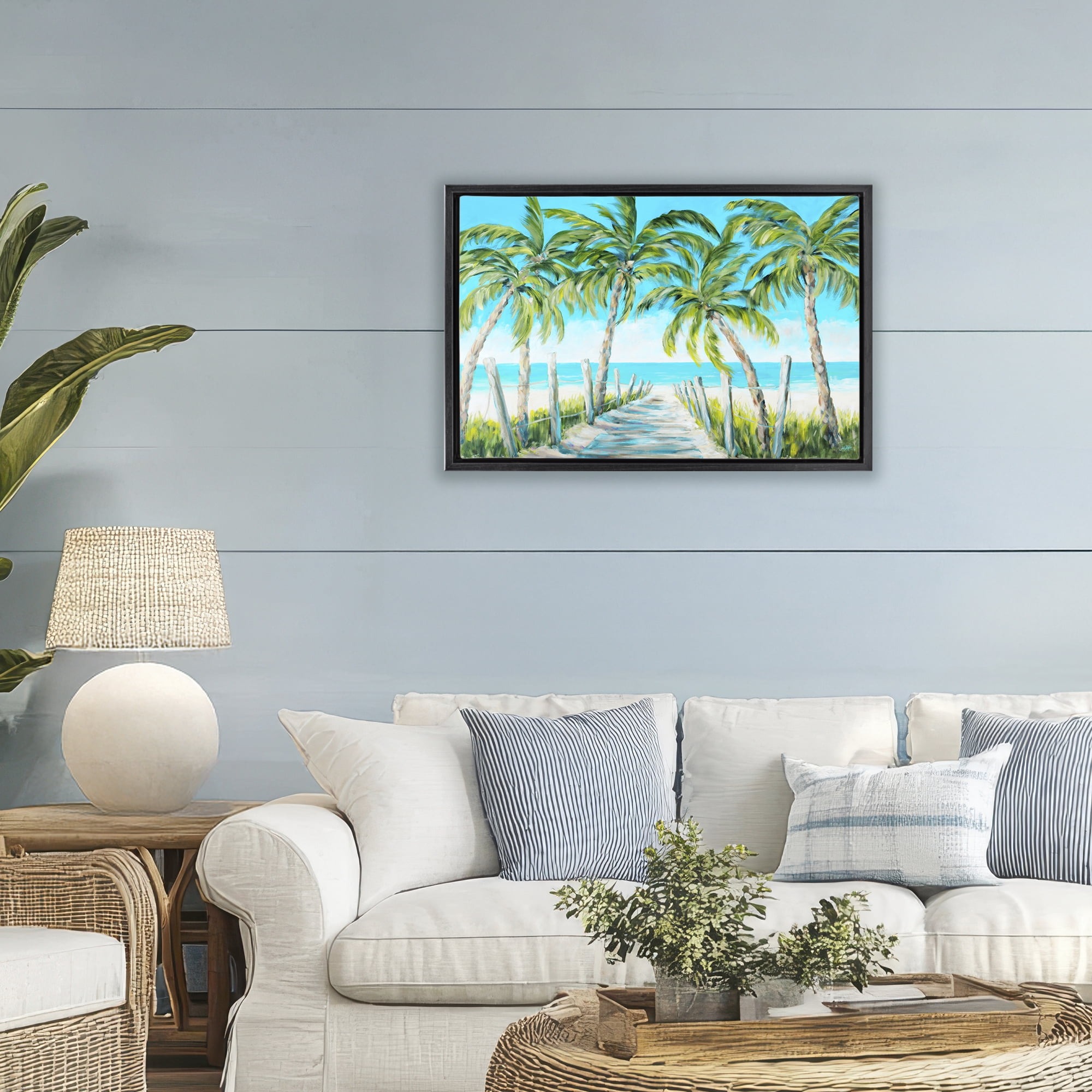 Stupell Industries The Path To Paradise Black Framed Floater Canvas Wall Art, design by Julie DeRice