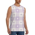thumbnail image 2 of Bixox Men's Floral Purple Buffalo Plaid Printed Shirt Sleeveless Fitness Tank Top-XX-Large, 2 of 7