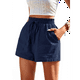 thumbnail image 3 of Pantalones Cortos de para Mujer, Informales, de Verano, de Cintura Alta, con Pierna y Cordón Ajustable, Holgados y Cómodos para la Playa. Azul Oscuro XXL, 3 of 7
